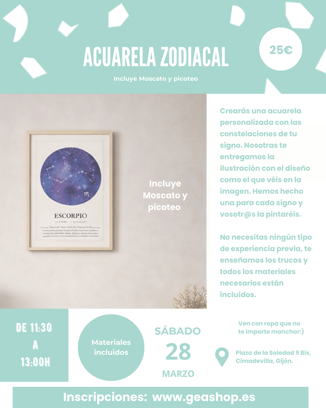 acuarela vino zodiaco gijon taller creativo